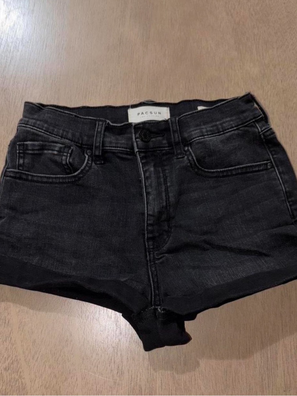 PacSun black gray faded color denim shorts